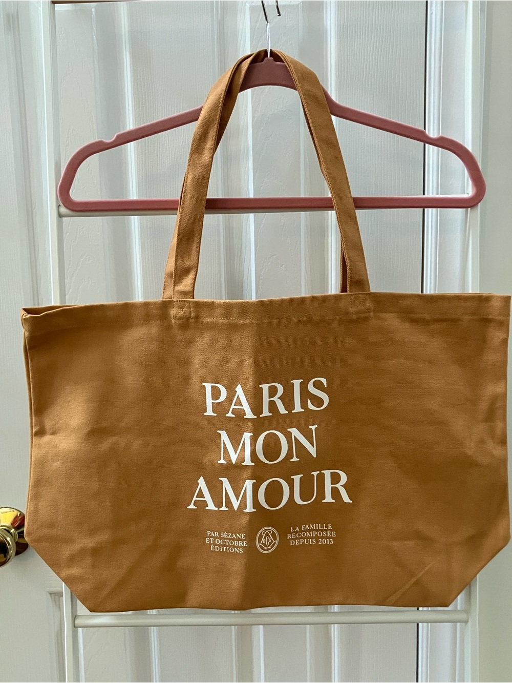 Brand New Sézane Tan Cotton 'Paris Mon Amour' Tote